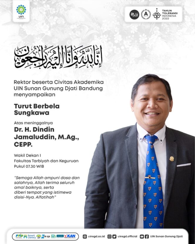 
 UIN Bandung Berduka Atas Wafatnya Dr Dindin Jamaluddin
