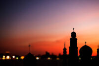 Islamic Architecture Background,Mosques Dome with Crescent Moon and Star on Golden Evening Sky Dark Black,Vertical ramadan Silhouette Buiding Sunset,Arabic Muslim,New Year Muharram,Eid Al-Adha,Mubarak
